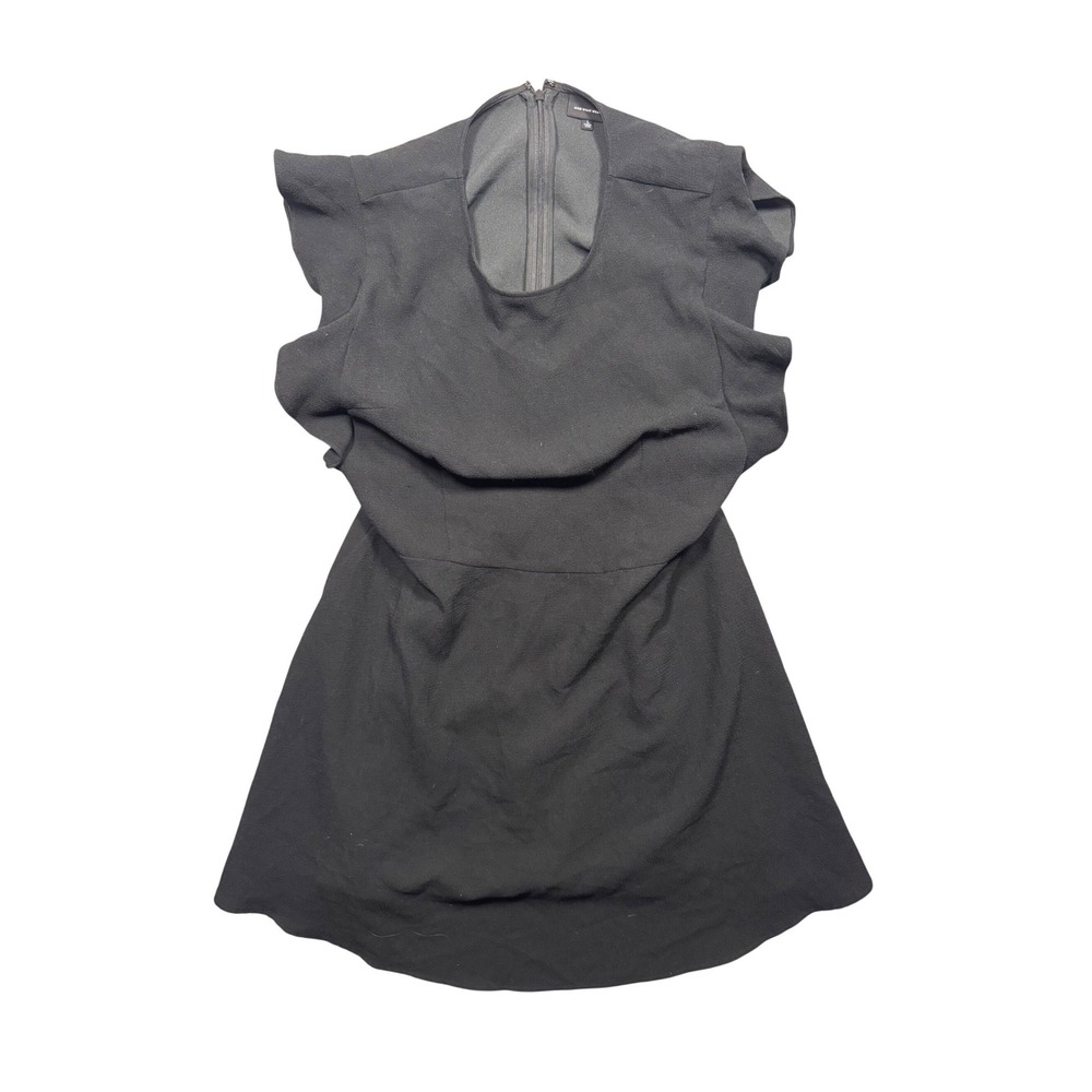 Who What Wear Black Ruffle Sleeve Fit and Flare Crepe Dress Size Large L